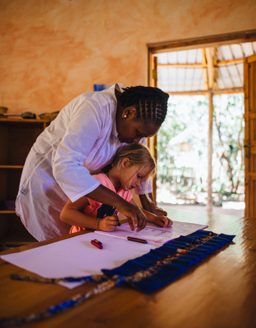 waldorf teacher and child